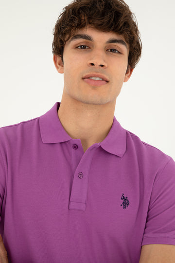 USPA Polo Shirt Men Purple VR038 USPOM216 Single Color Horse US Polo Assn.